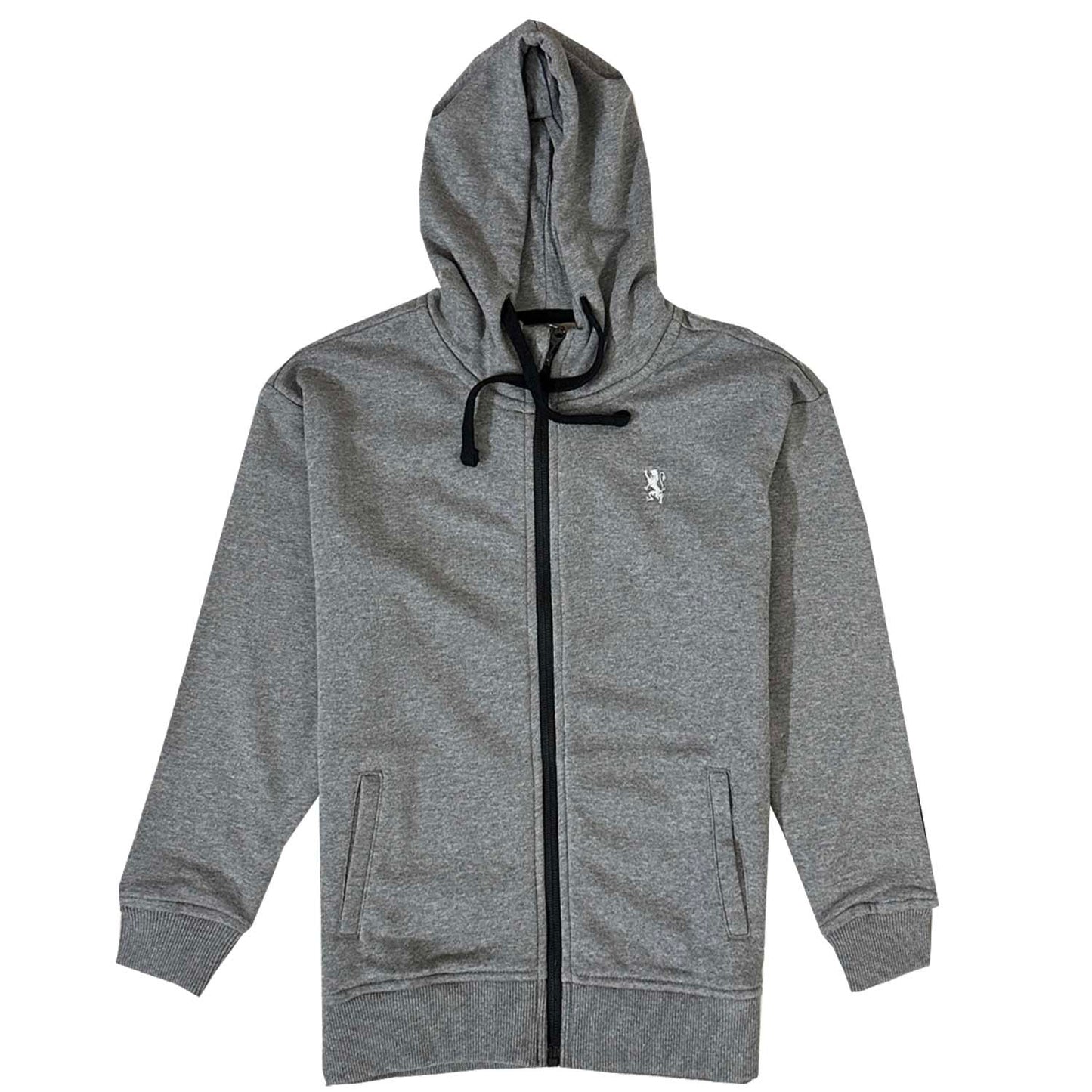 Giordano Kids Cotton Polyester French Terry Jacket Hoodie With Lion Embroidery-Grey