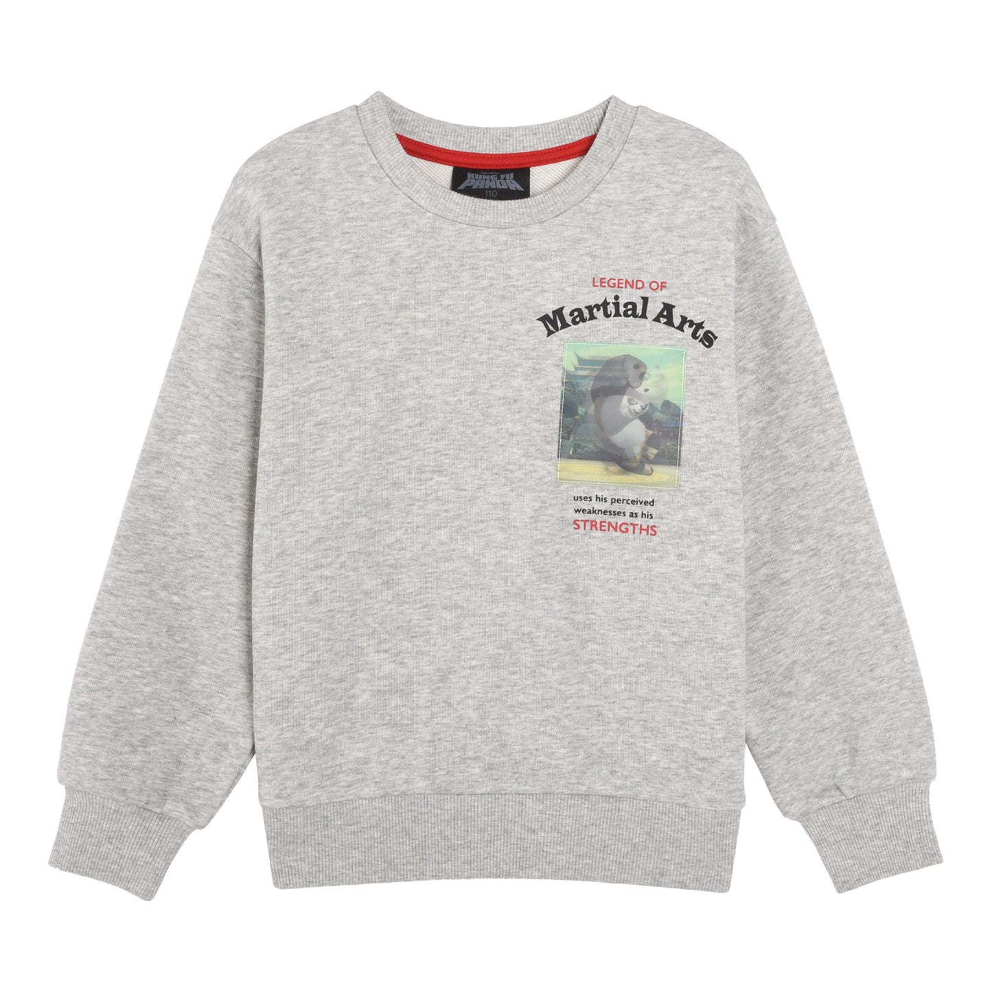 Giordano Kids Kung Fu Panda Series French Terry Crewneck Sweatshirt-Grey