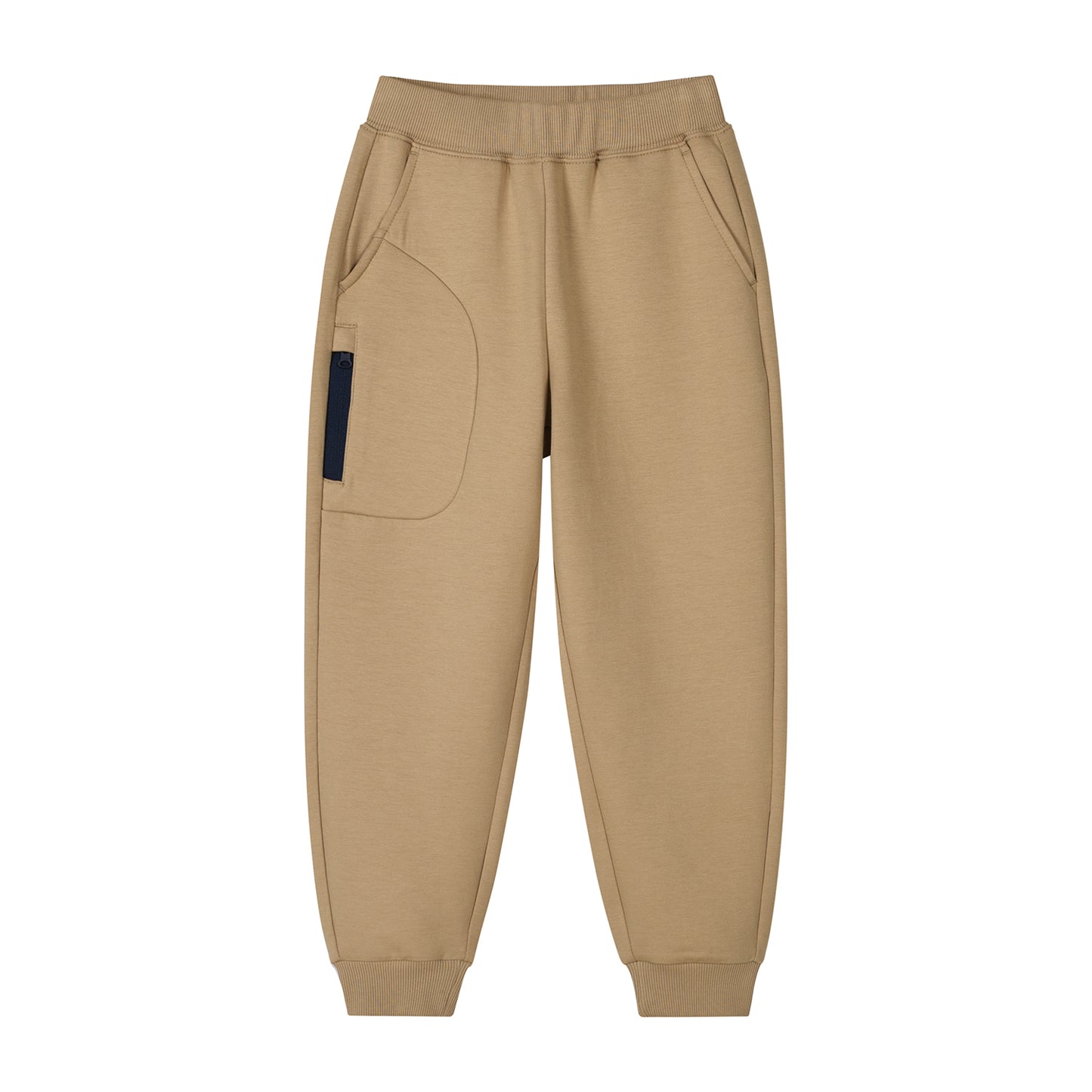 Giordano Kids’ Cotton Blend Interlock Elastic Waist Joggers-Brown