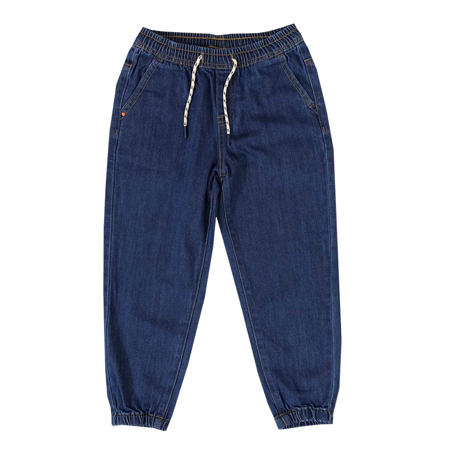 Giordano Kids' 100% Cotton Denim Joggers - Elastic Waist, Comfortable-Blue