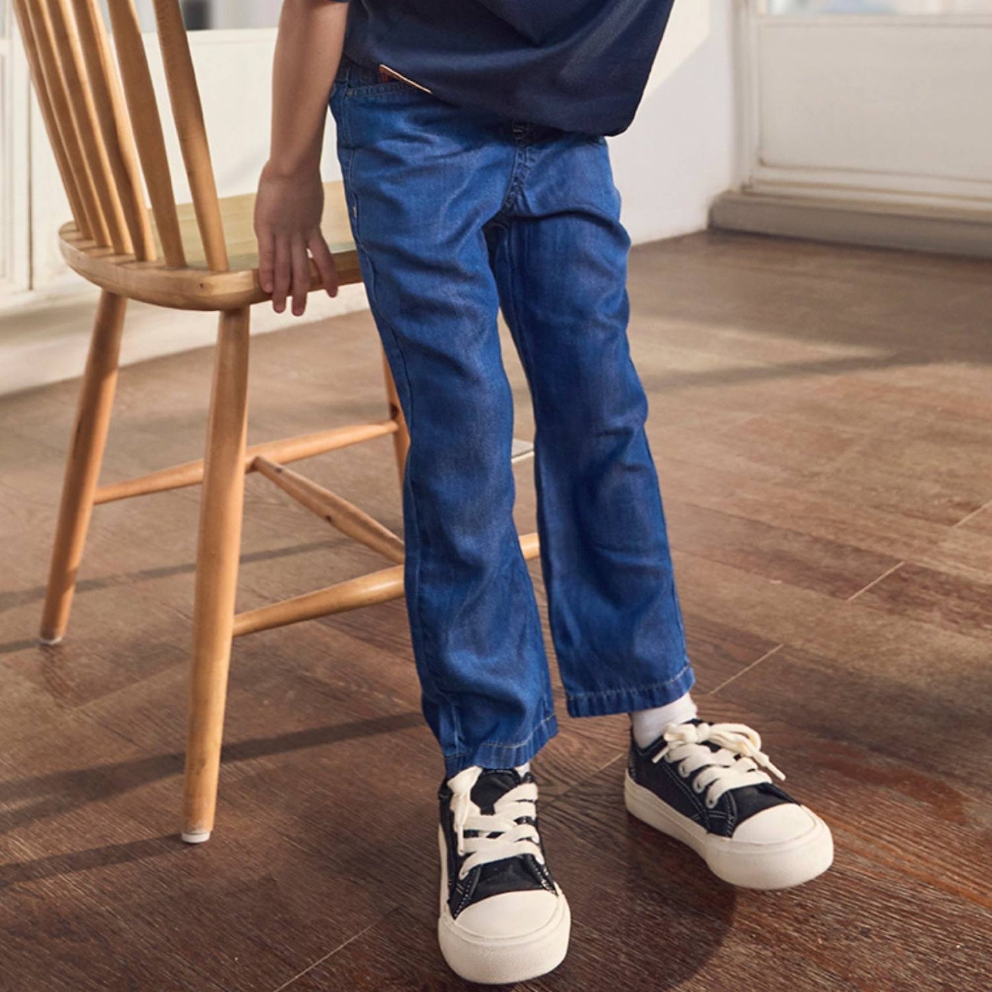 Giordano Junior Lyocell Denim Jeans - Comfortable Tapered Fit With Elastic Waist-Blue