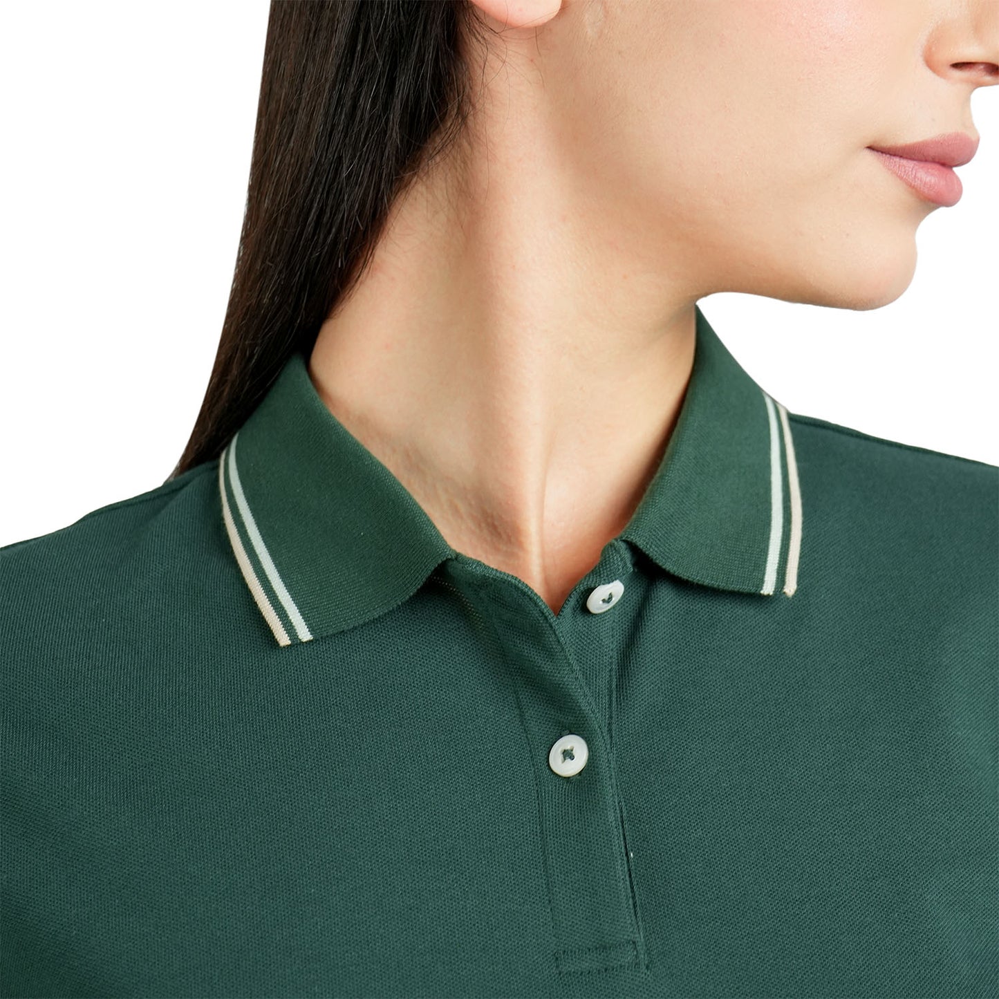 Women's Cotton Lycra Slim Fit Solid Polo