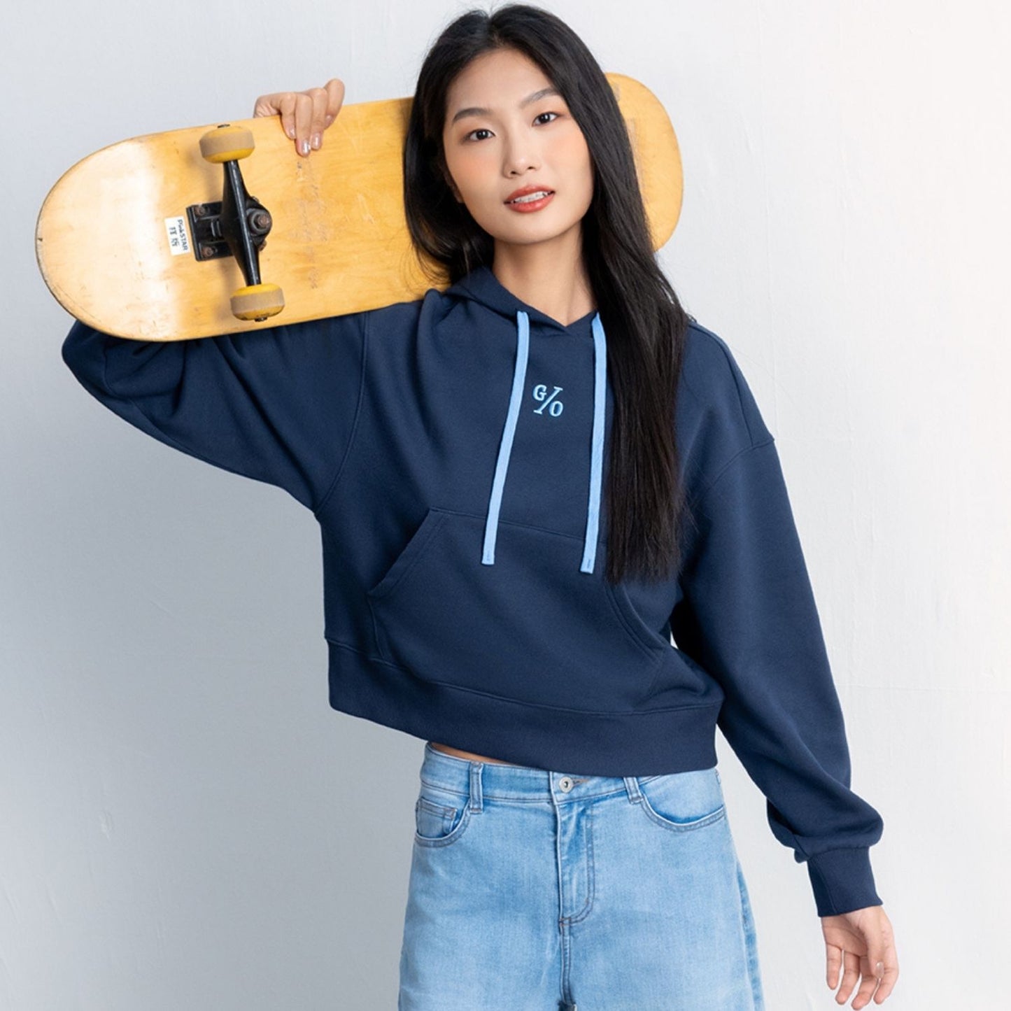 Women’s Loose Fit French Terry Hoodie With Embroidery