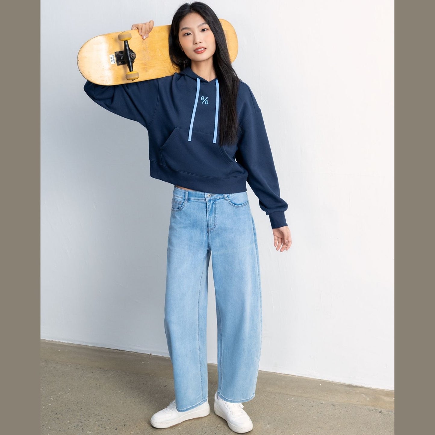 Women’s Loose Fit French Terry Hoodie With Embroidery