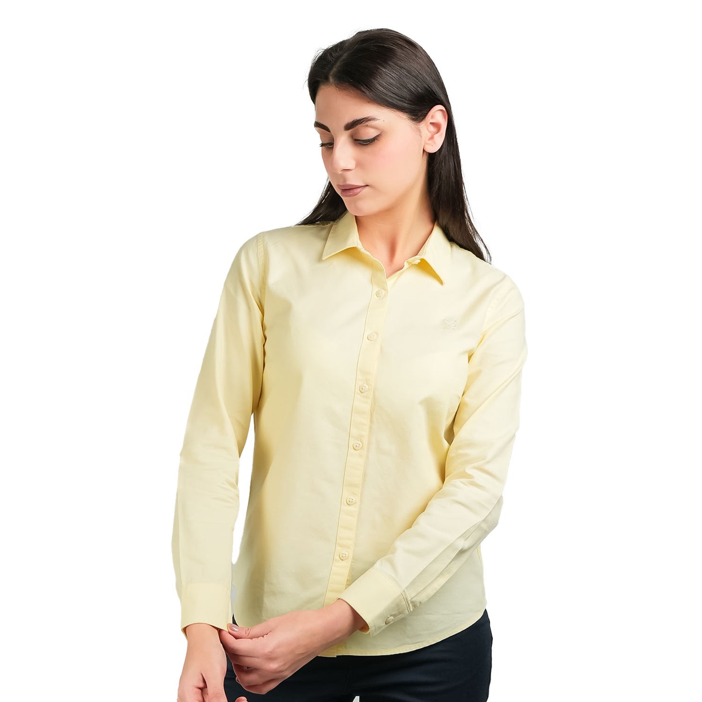 Women's Cotton Oxford Slim Fit Shirt With Lion Embroidery