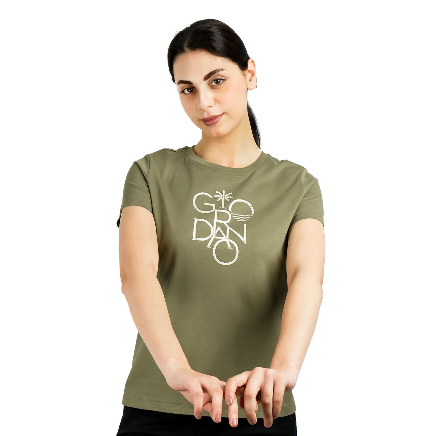 Women's Cotton Jersey Crewneck Short-Sleeve Comfort Fit Signature Print Tee
