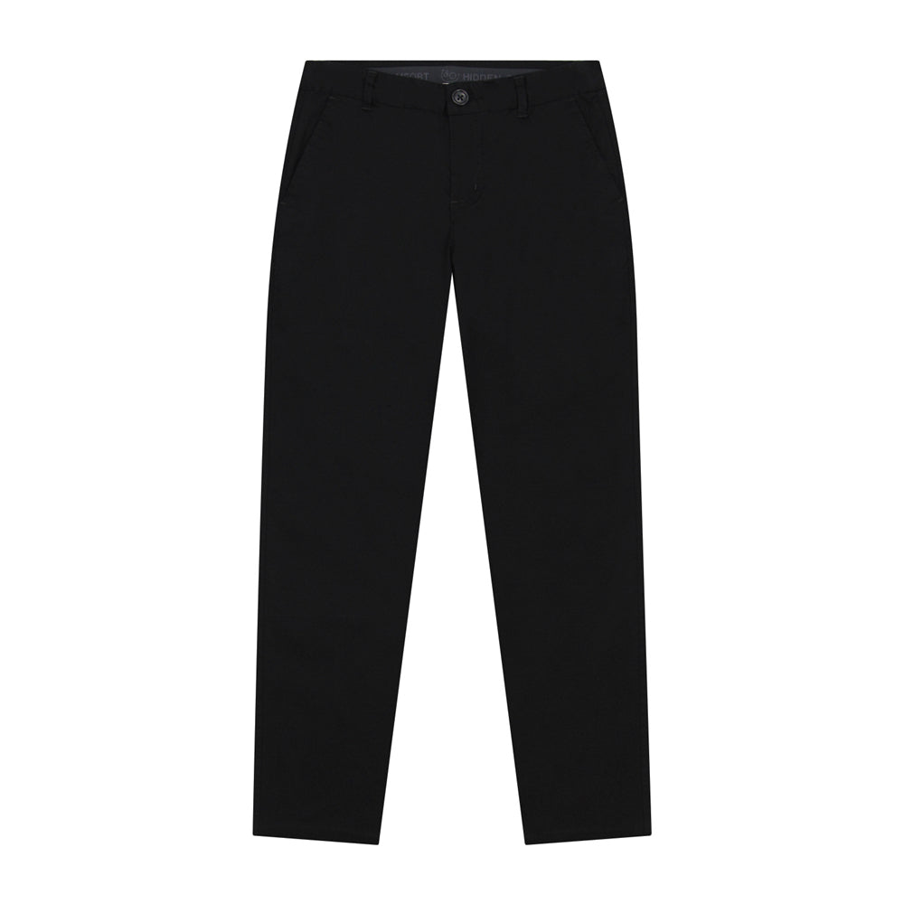Giordano Women's Cotton Elastane Twill Mid Rise Elastic Waist Pants-Black