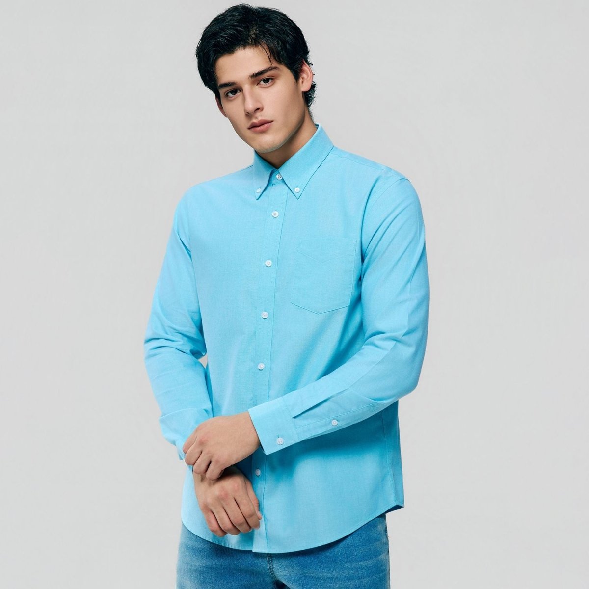 Men’s Cotton Long-Sleeve Wrinkle-Free Shirt