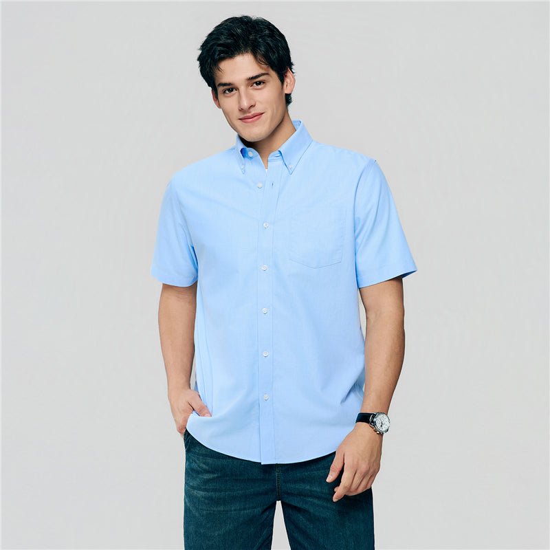 men's short sleeve dress shirts wrinkle free Giordano Men's Regular Fit Wrinkle-Free Short Sleeve Oxford Shirt