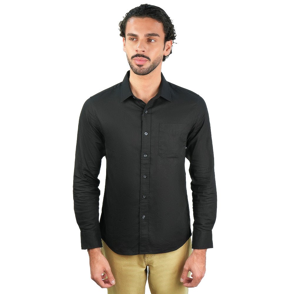 Men's Slim Linen Cotton Solid Shirt