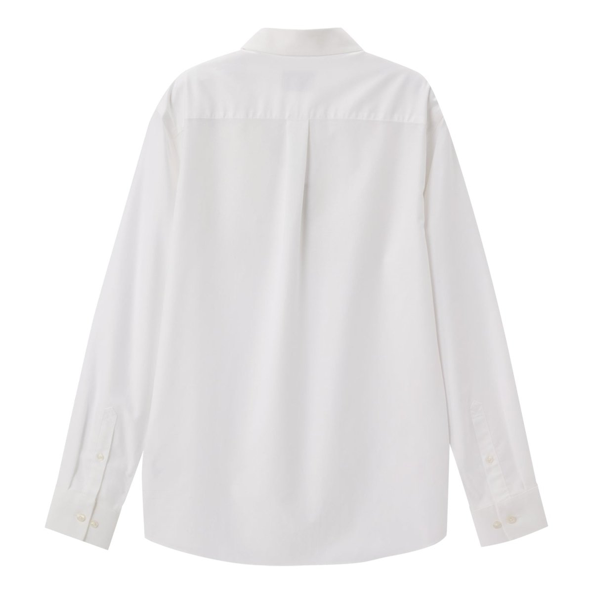 Giordano wrinkle free cotton shirt for men in white long sleeve back view
