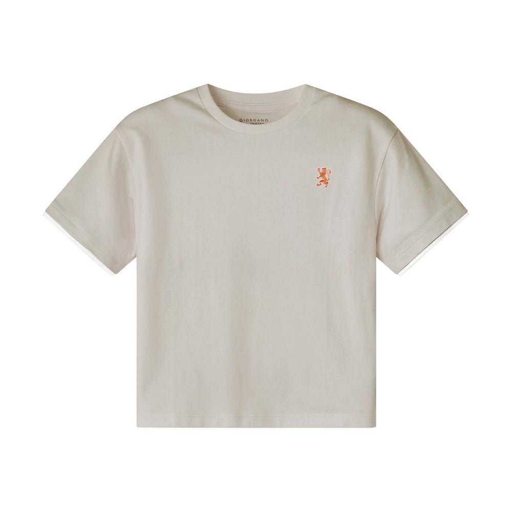 Kids' Comfort Fit Interlock Crew Neck Embroidered Tee - Giordano