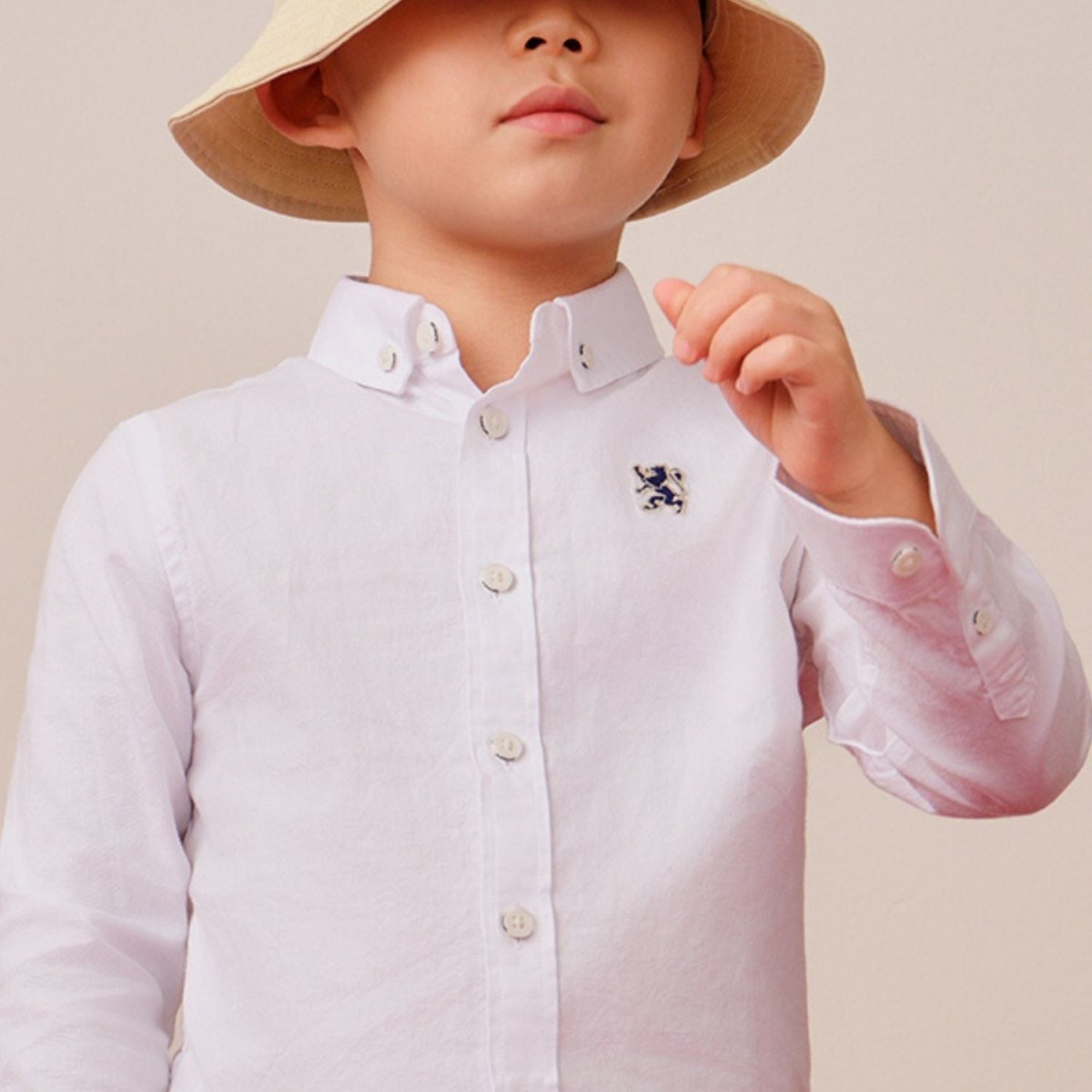 Kids' Cotton Oxford Shirt: Full Button, Embroidered & Garment Washed - Giordano