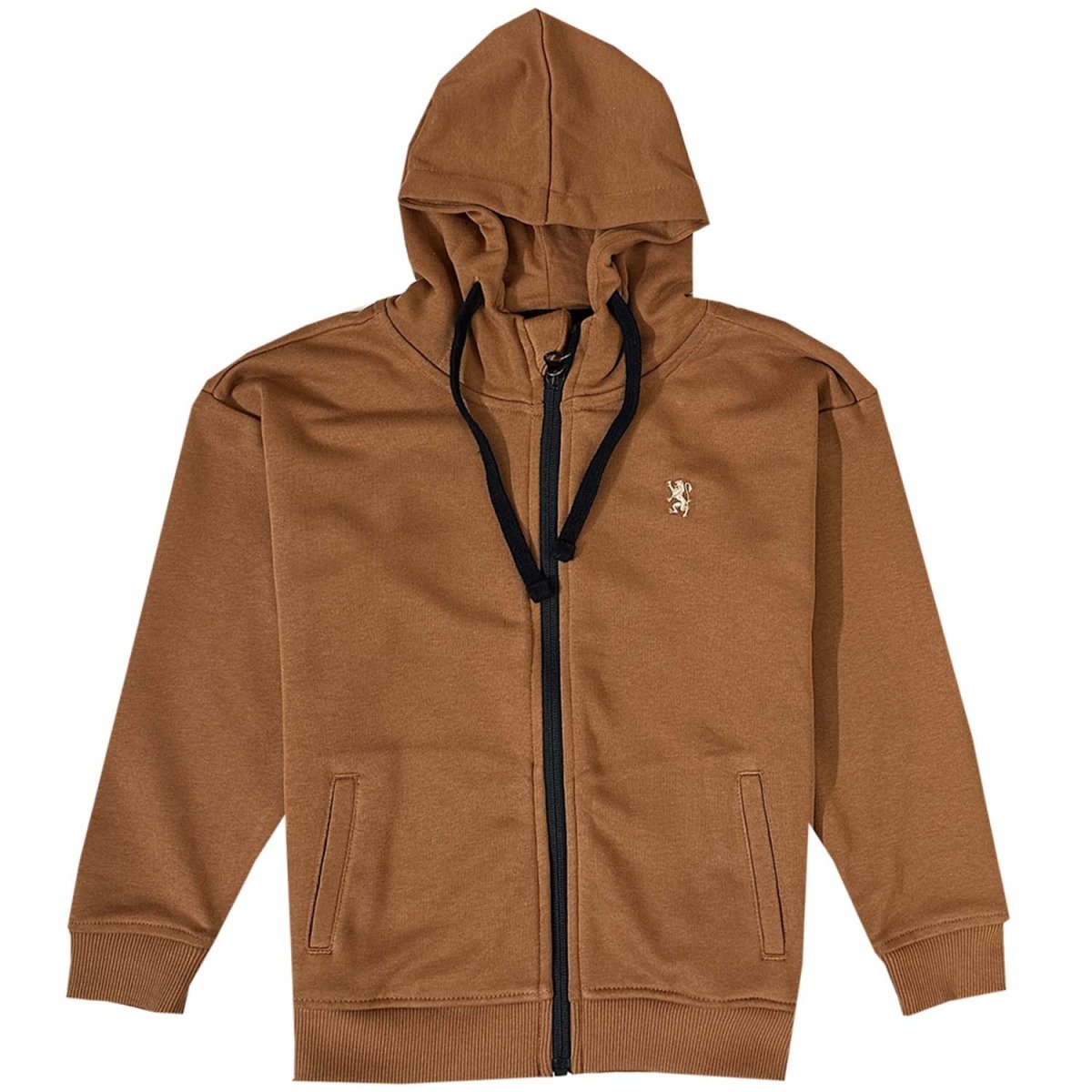 Kids Cotton Polyester French Terry Jacket Hoodie With Lion Embroidery - Giordano