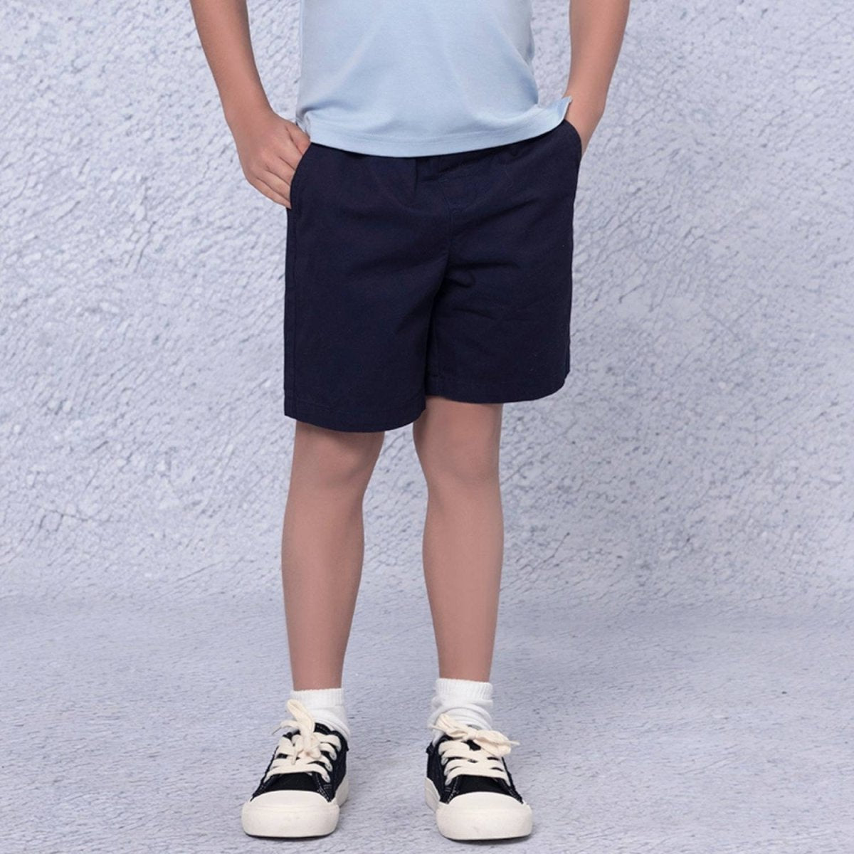 Kids Cotton Twill Tapered Elastic Waist Shorts - Giordano