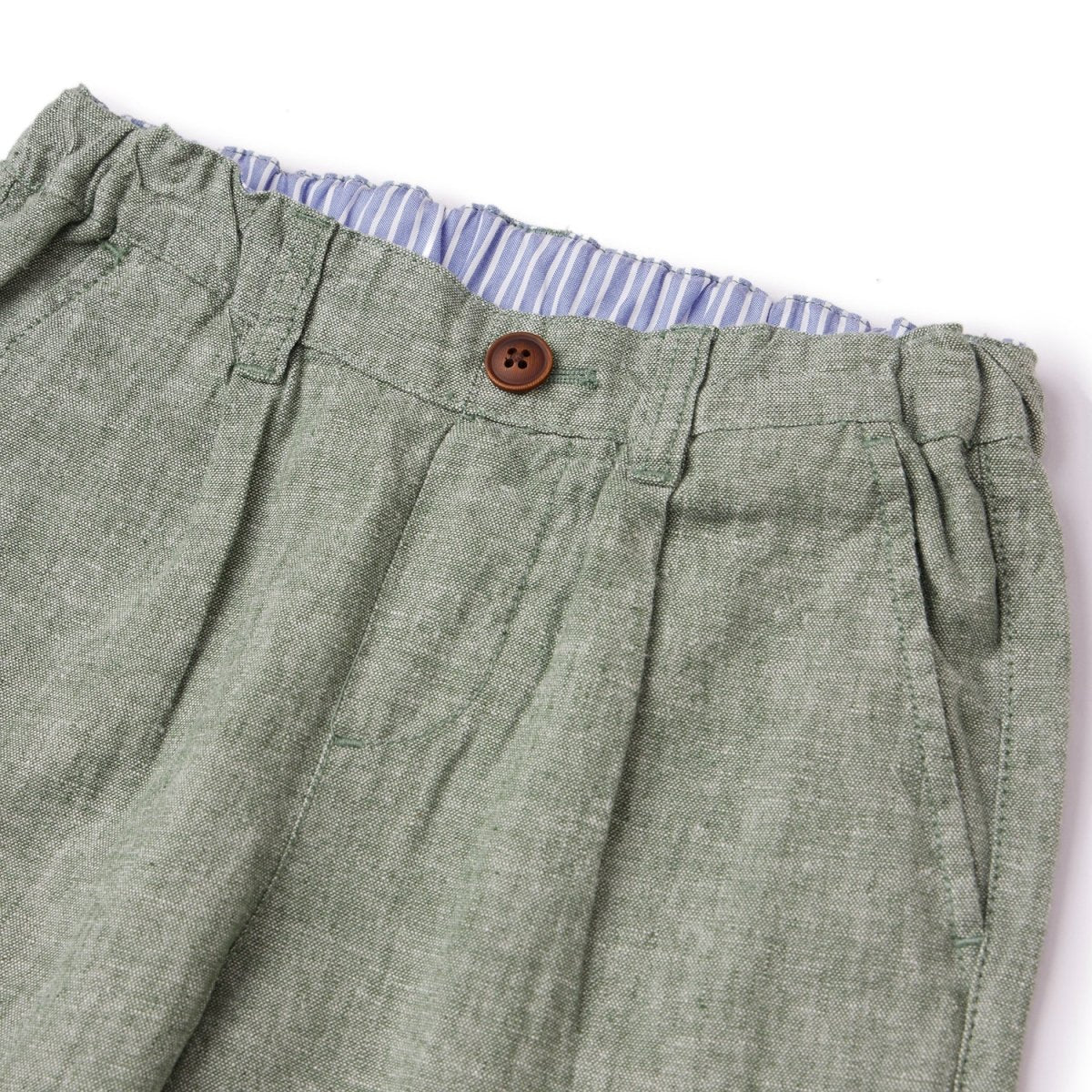 Kids Linen Cotton Capri Pants: Elastic Waist, Tapered Fit - Giordano