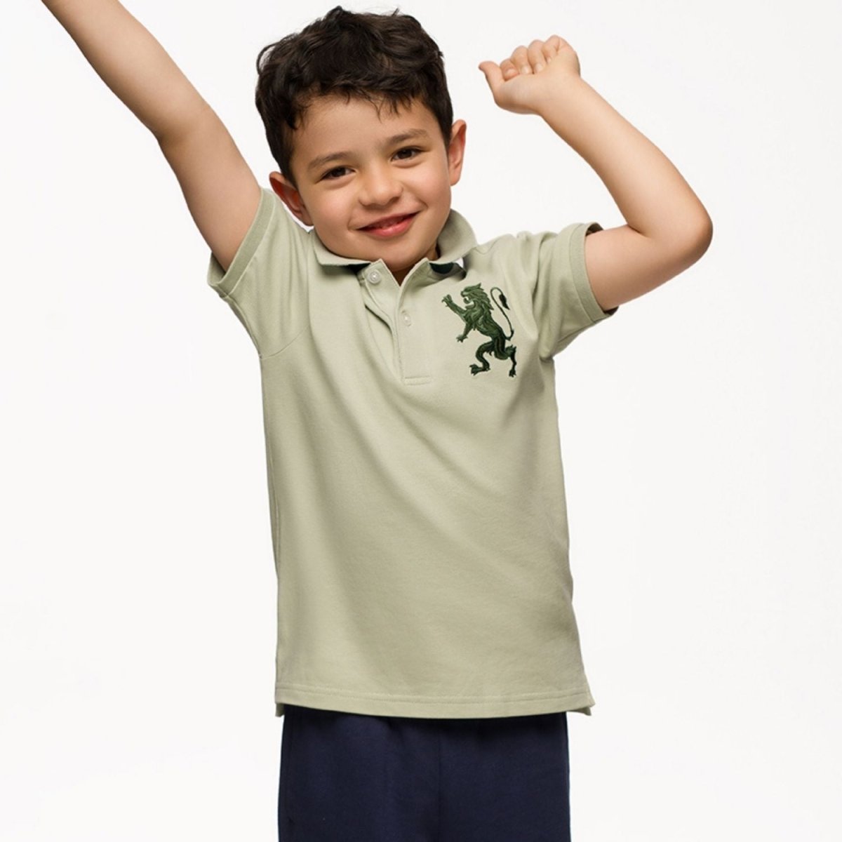 Kids' Lion Polo: 3D Embroidery, Comfort Piqué, Classic Style - Giordano