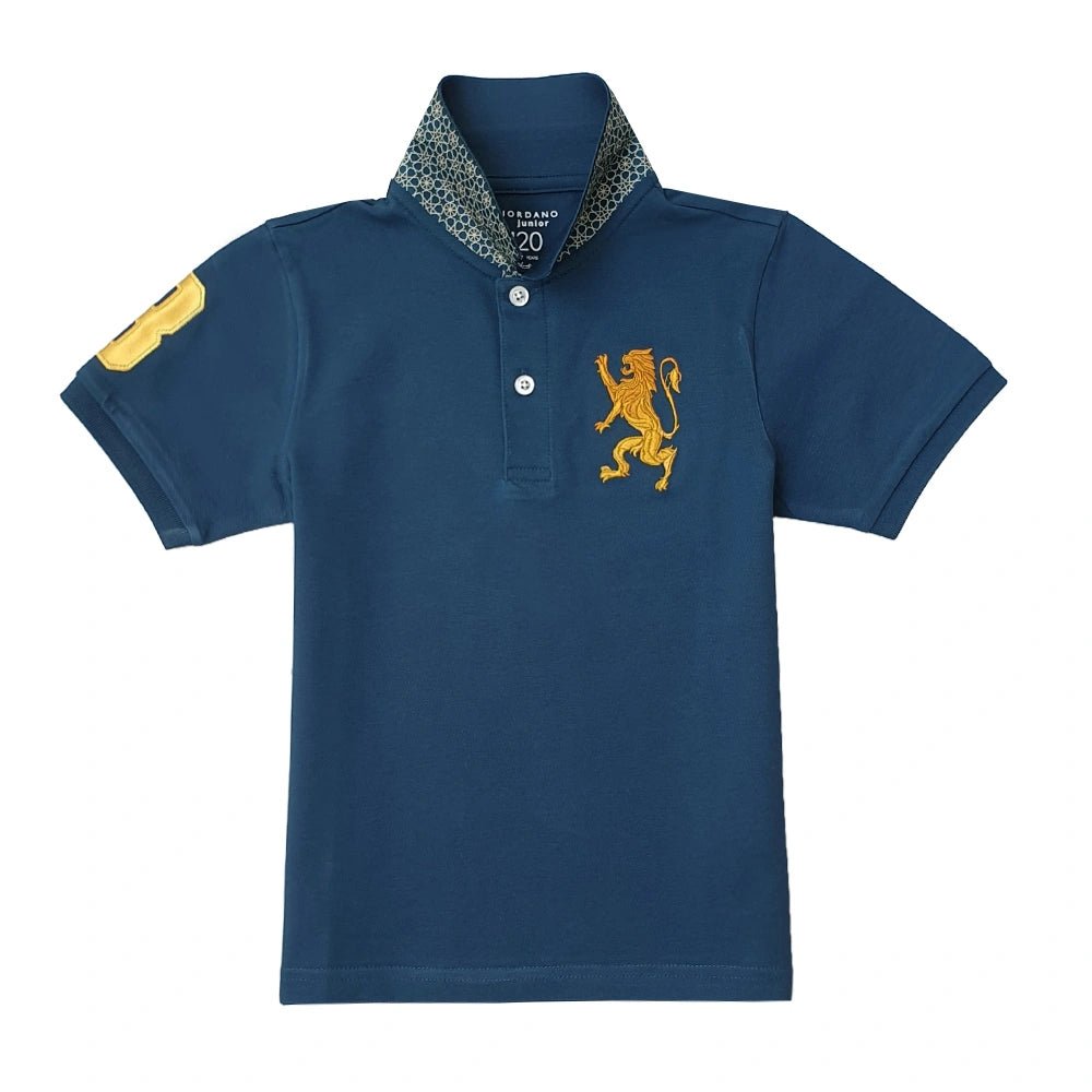 Kids' Lion Polo: 3D Embroidery, Comfort Piqué, Classic Style - Giordano