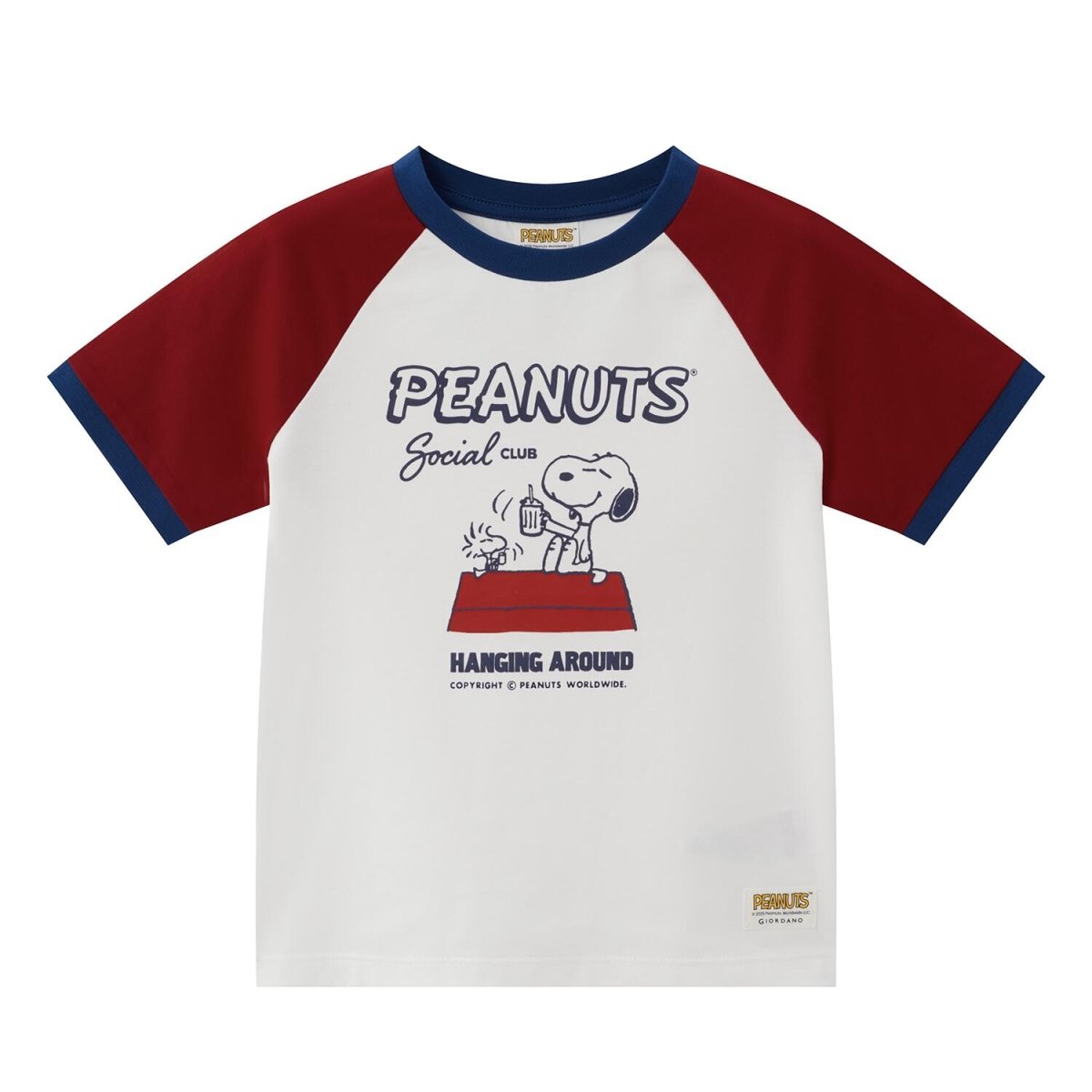 Kid's Peanuts Snoopy Raglan Tee - White & Red Graphic T-Shirt - Giordano