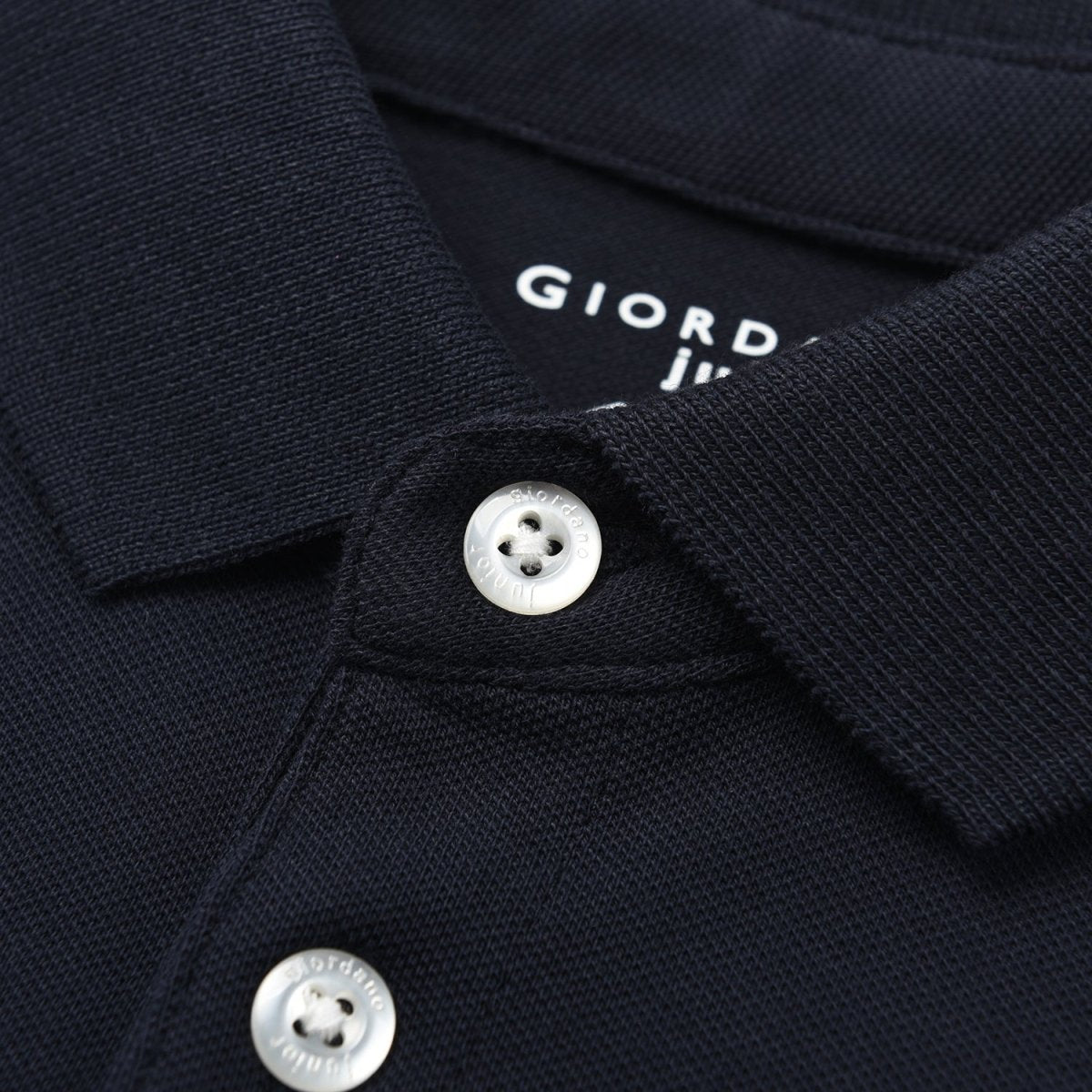 Kids Pique Flat Knit Collar Short Sleeve Slim Fit Small Napoleon Embroidery Bold Polo - Giordano