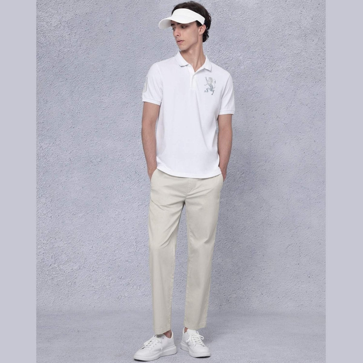 Men's 3D Lion Polo: Slim Fit, Bold Embroidery, Premium Pique S - Shop Giordano