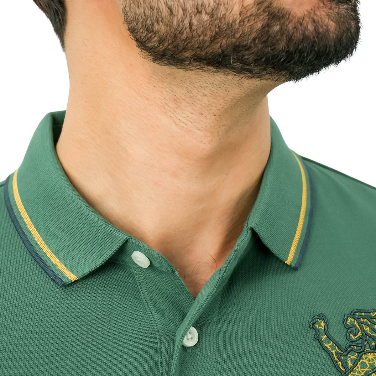 Men's 3D Lion Polo: Slim Fit, Bold Embroidery, Premium Pique S - Shop Giordano