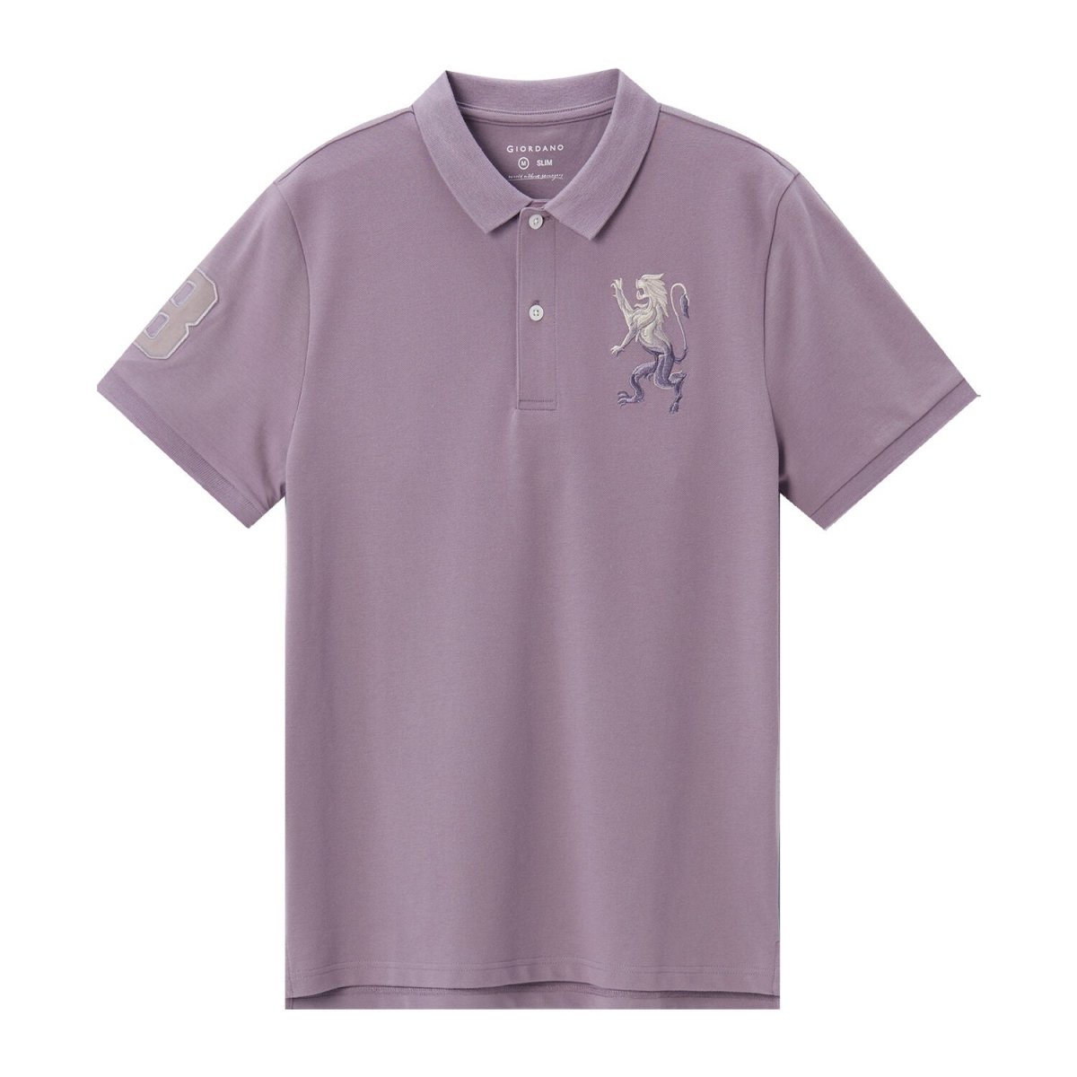Men's 3D Lion Polo: Slim Fit, Bold Embroidery, Premium Pique - Giordano
