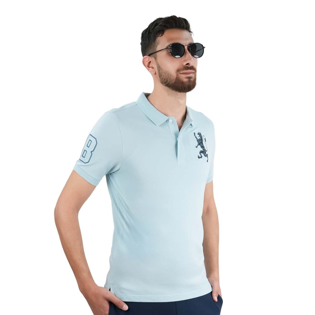 Men's 3D Lion Polo: Slim Fit, Bold Embroidery, Premium Pique - Giordano