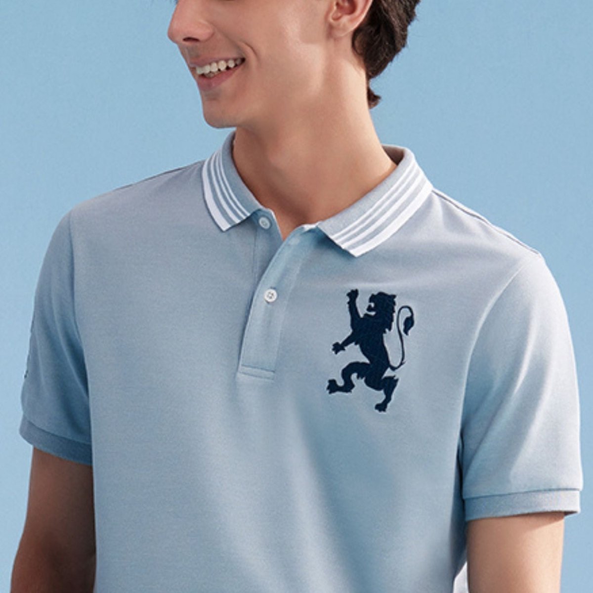 Men's 3D Lion Polo: Slim Fit, Bold Embroidery, Premium Pique - Giordano