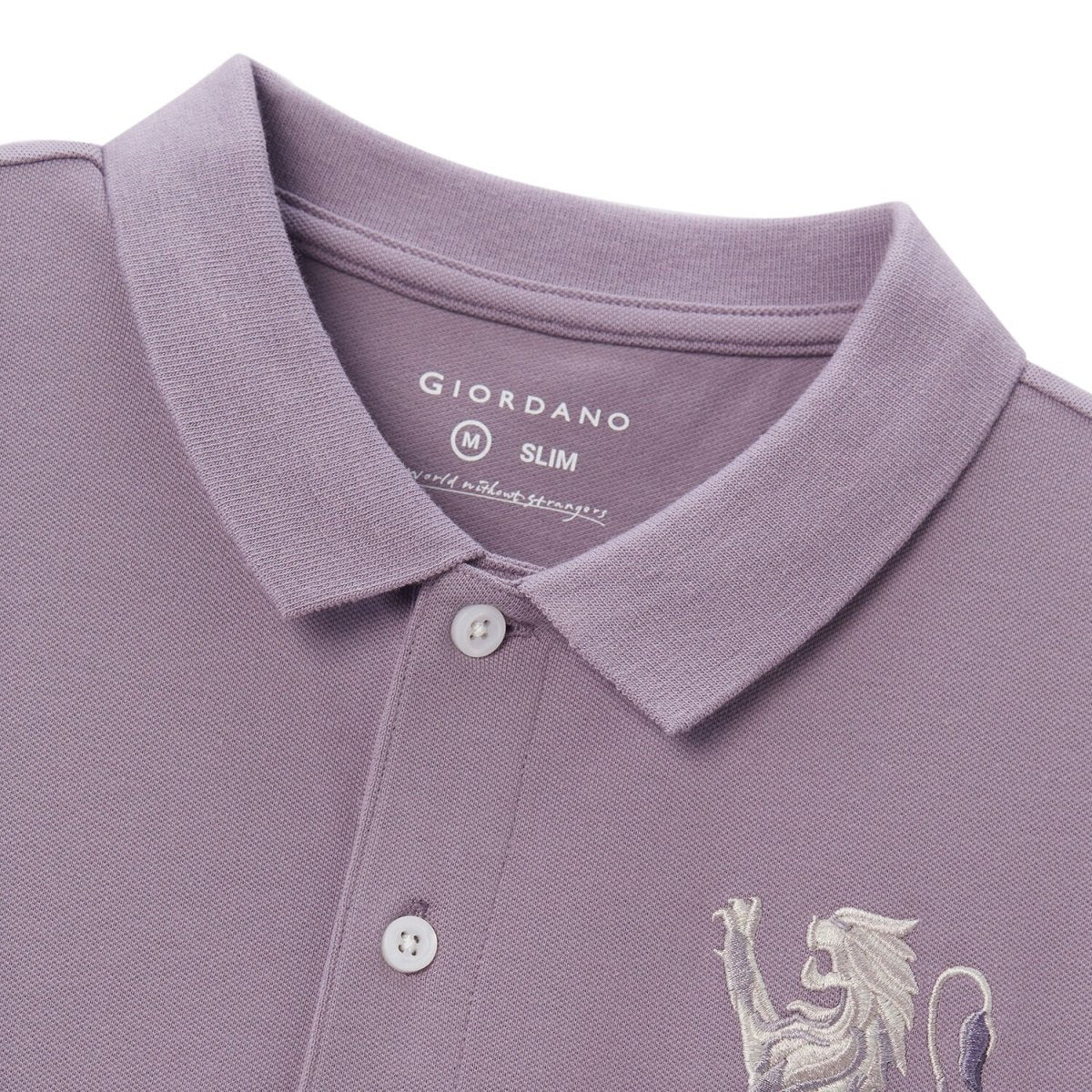 Men's 3D Lion Polo: Slim Fit, Bold Embroidery, Premium Pique - Giordano