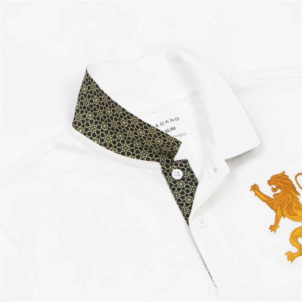 Men's 3D Lion Polo: Slim Fit, Bold Embroidery, Premium Pique - Giordano