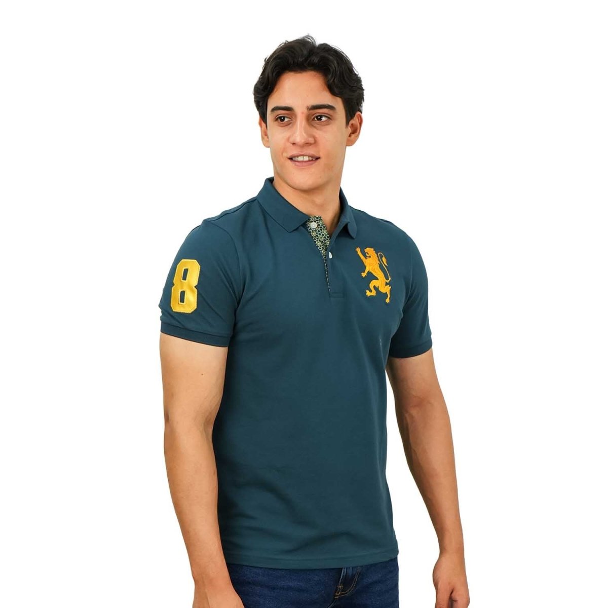 Men's 3D Lion Polo: Slim Fit, Bold Embroidery, Premium Pique - Giordano
