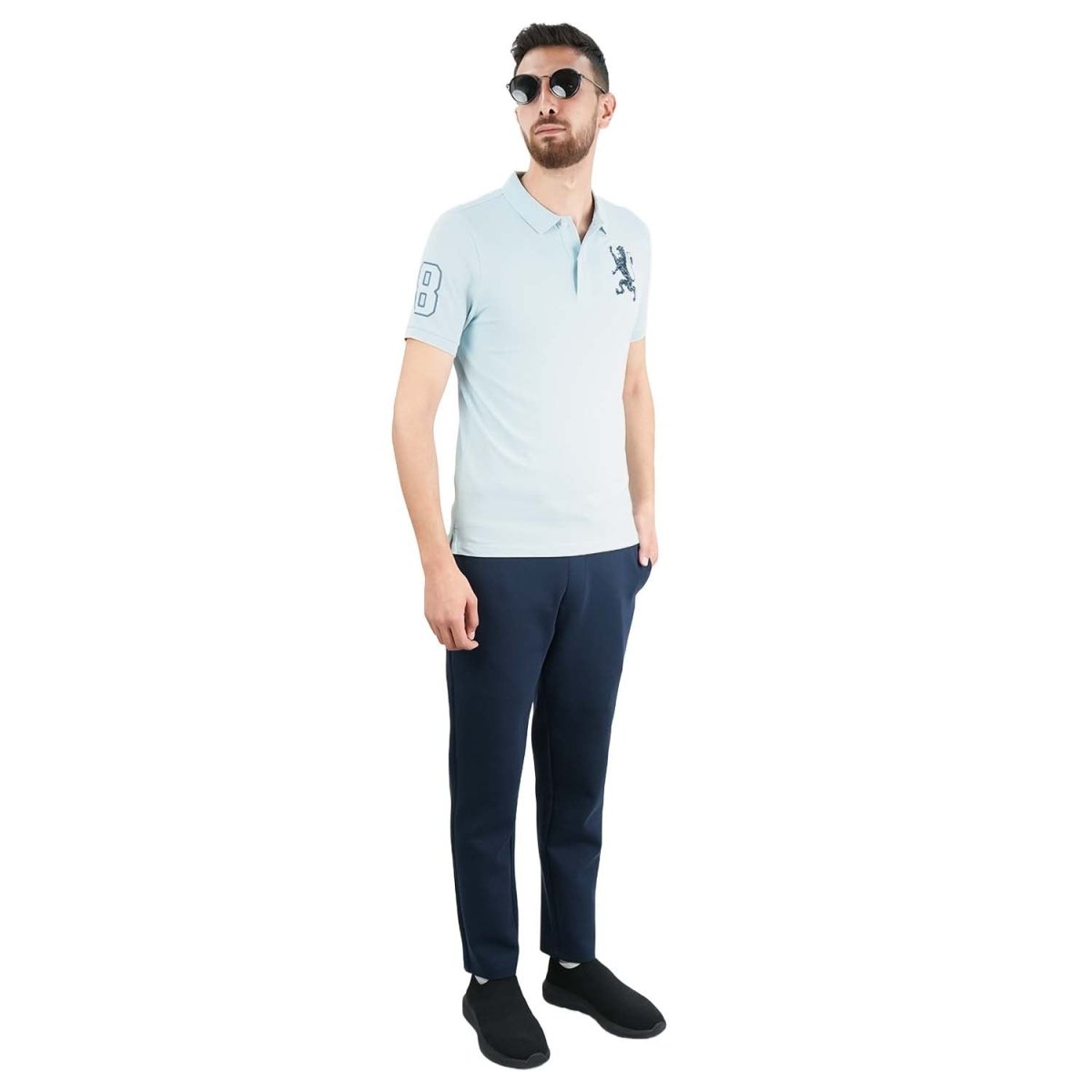 Men's 3D Lion Polo: Slim Fit, Bold Embroidery, Premium Pique - Giordano