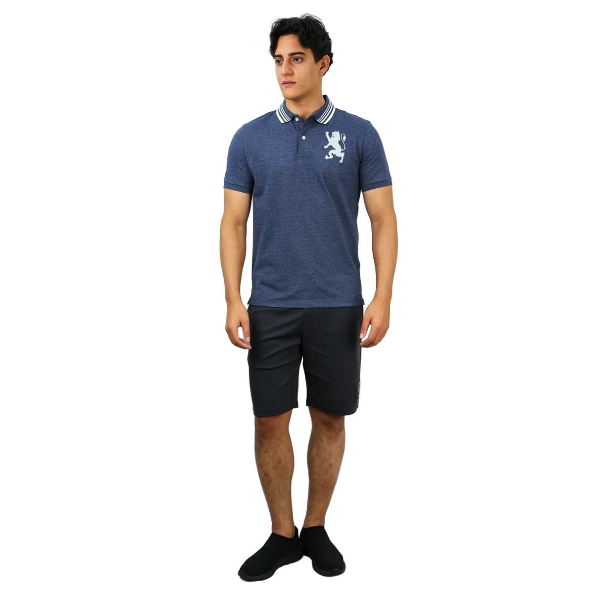Men's 3D Lion Polo: Slim Fit, Bold Embroidery, Premium Pique - Giordano