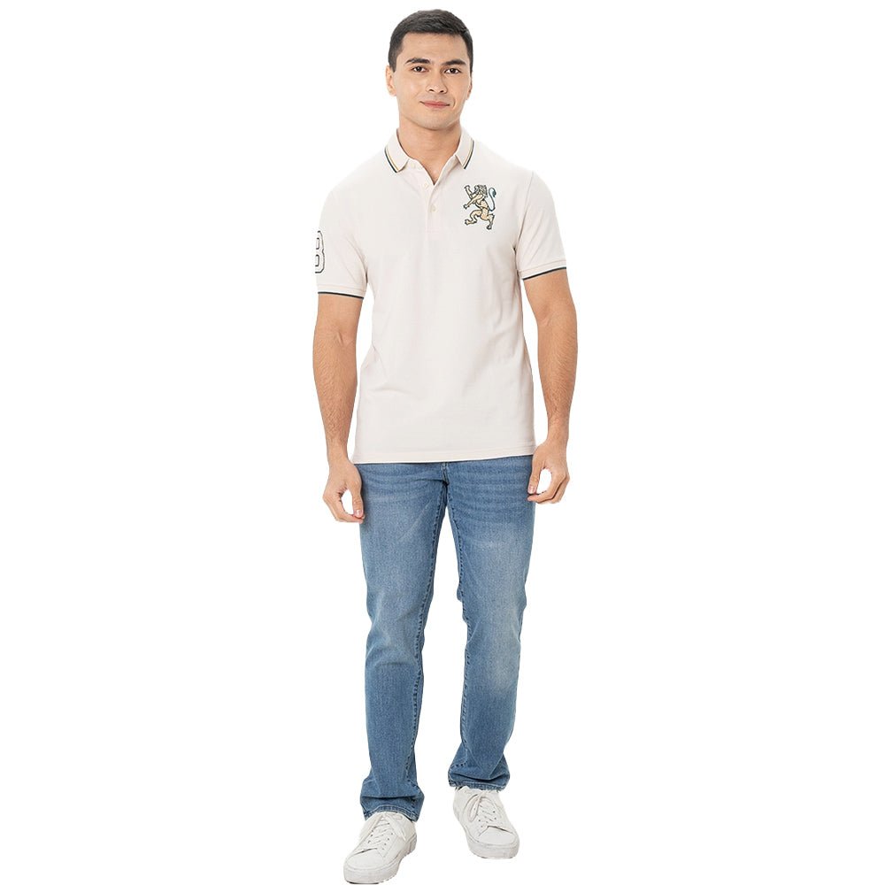 Men's 3D Lion Polo: Slim Fit, Bold Embroidery, Premium Pique - Giordano