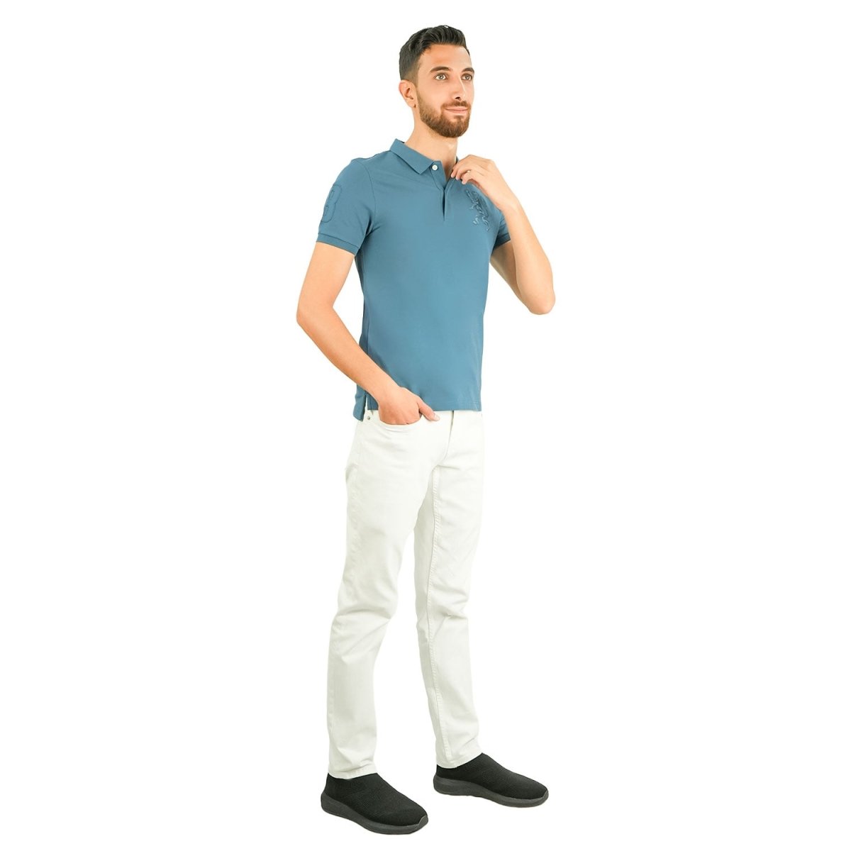 Men's 3D Lion Polo: Slim Fit, Bold Embroidery, Premium Pique S - Shop Giordano