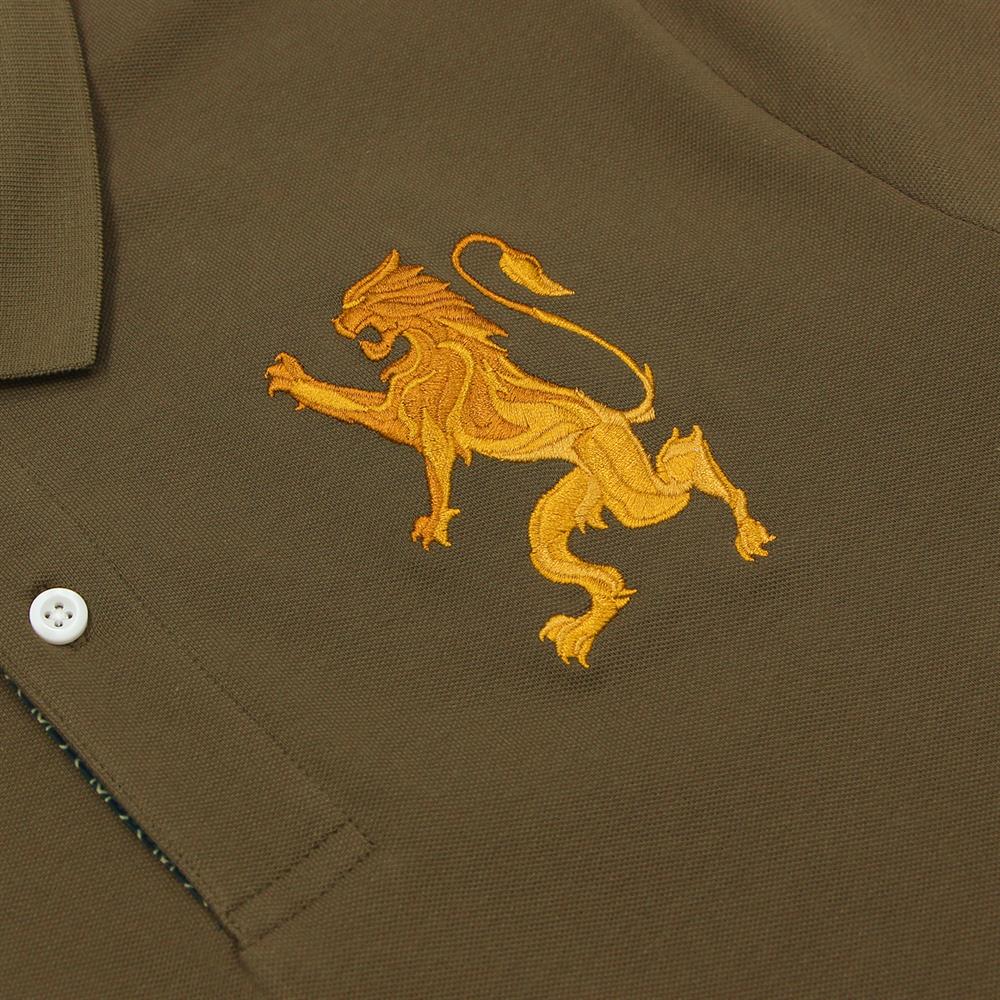 Men's 3D Lion Polo: Slim Fit, Bold Embroidery, Premium Pique - Giordano