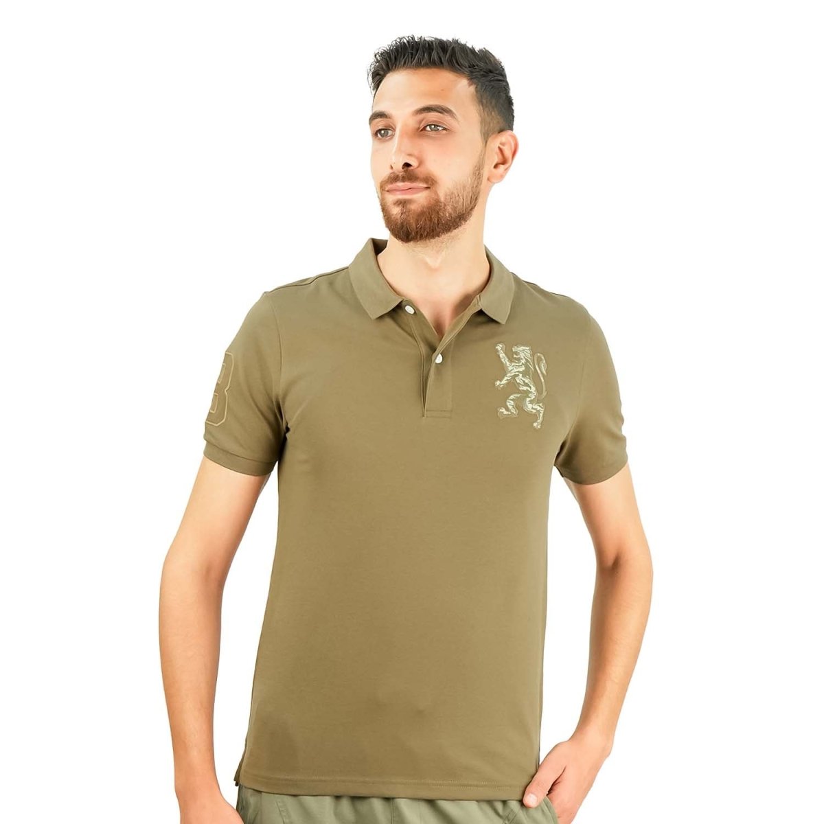 Men's 3D Lion Polo: Slim Fit, Bold Embroidery, Premium Pique - Giordano