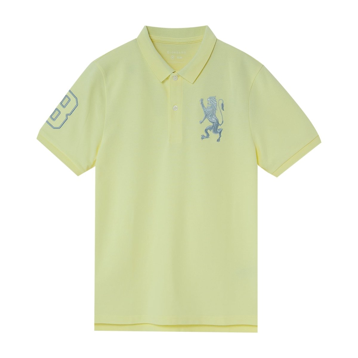 Men's 3D Lion Polo: Slim Fit, Bold Embroidery, Premium Pique - Giordano