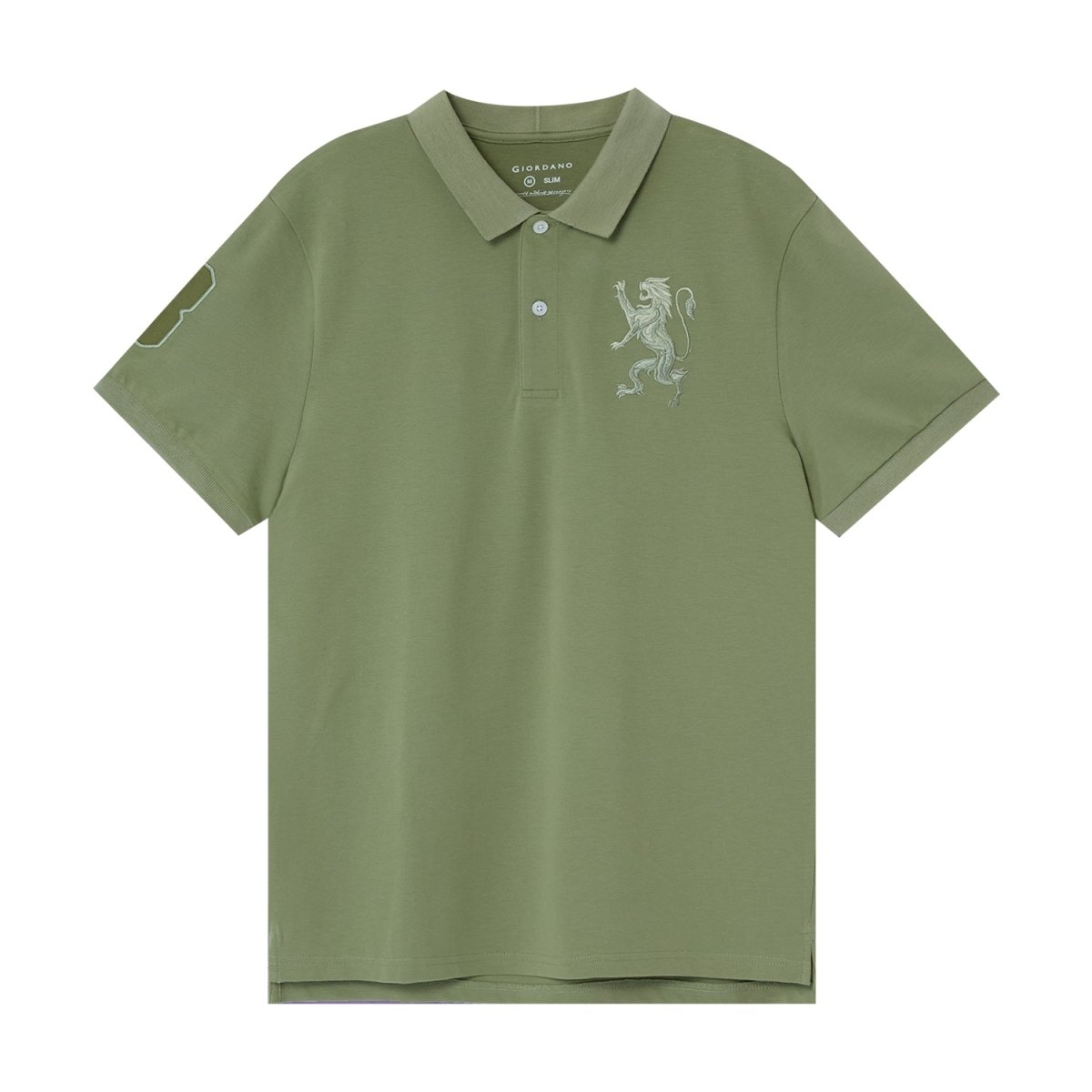 Men's 3D Lion Polo: Slim Fit, Bold Embroidery, Premium Pique - Giordano