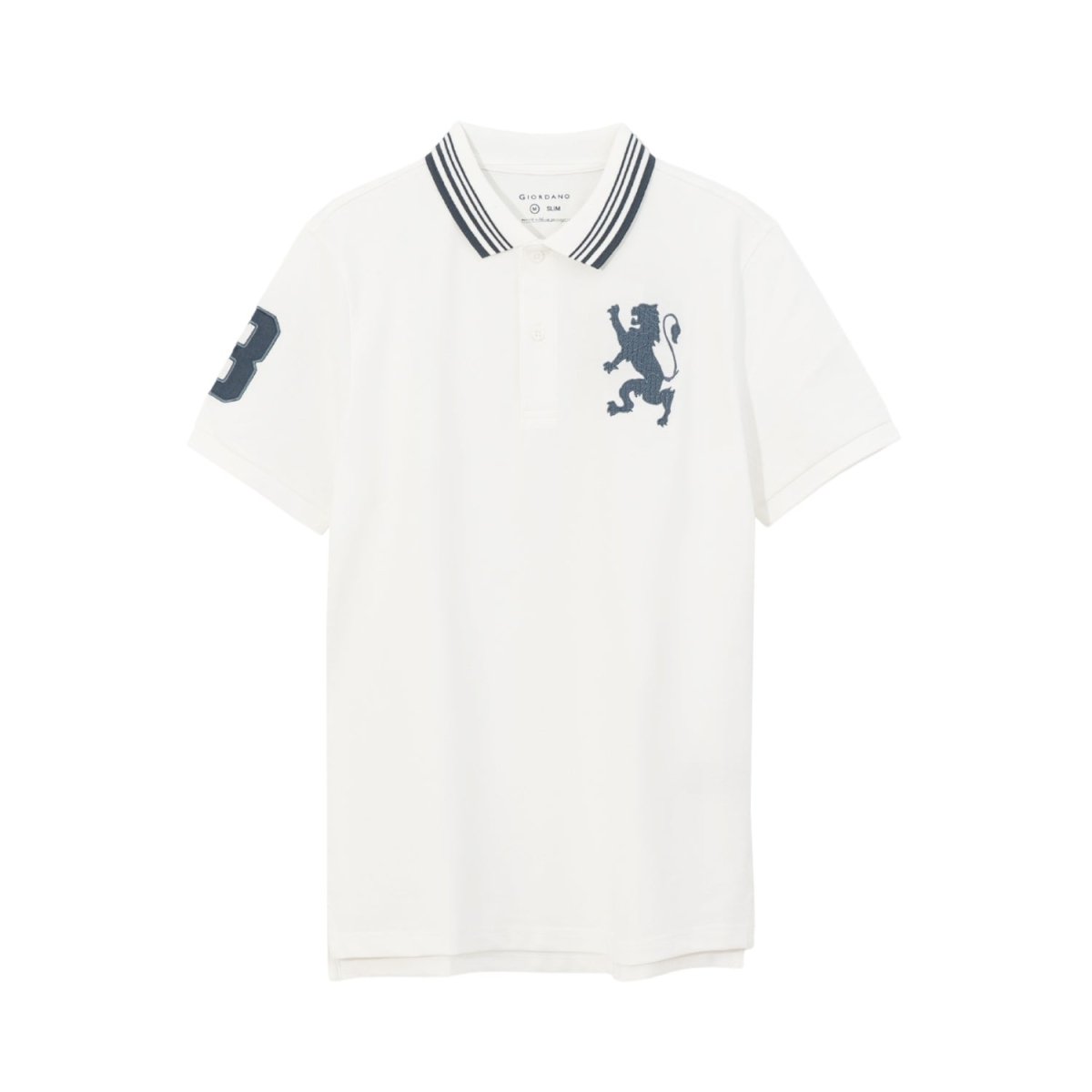 Men's 3D Lion Polo: Slim Fit, Bold Embroidery, Premium Pique - Giordano