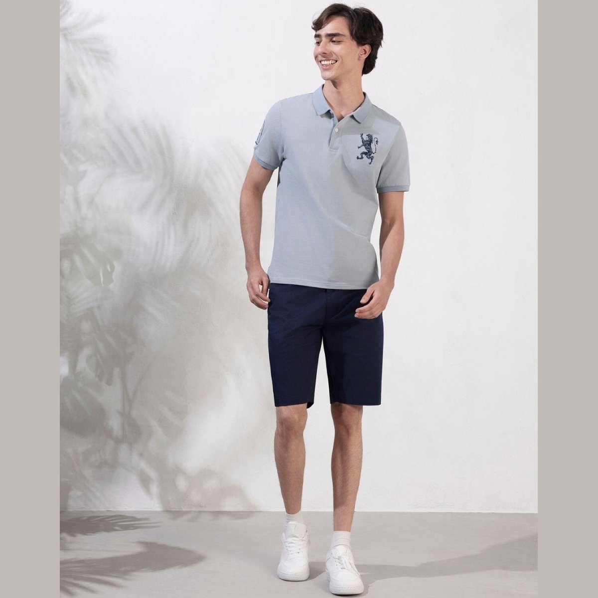 Men's 3D Lion Polo: Slim Fit, Bold Embroidery, Premium Pique - Giordano