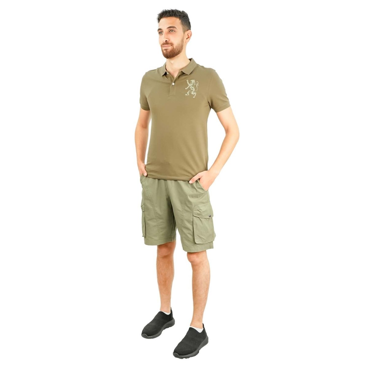 Men's 3D Lion Polo: Slim Fit, Bold Embroidery, Premium Pique - Giordano