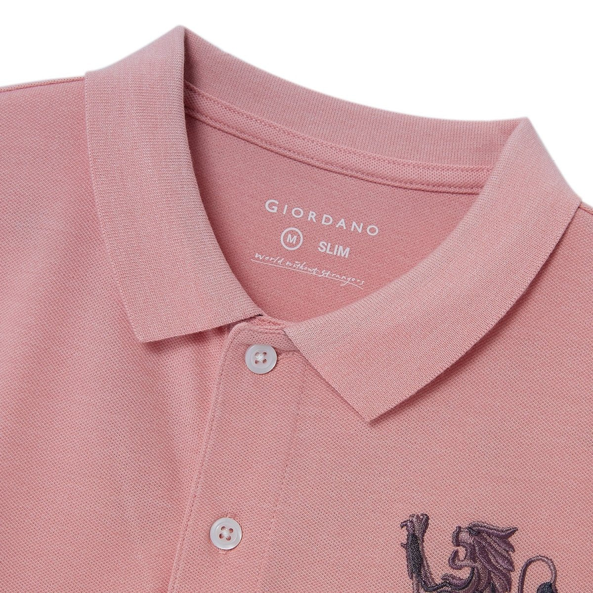 Men's 3D Lion Polo: Slim Fit, Bold Embroidery, Premium Pique - Giordano