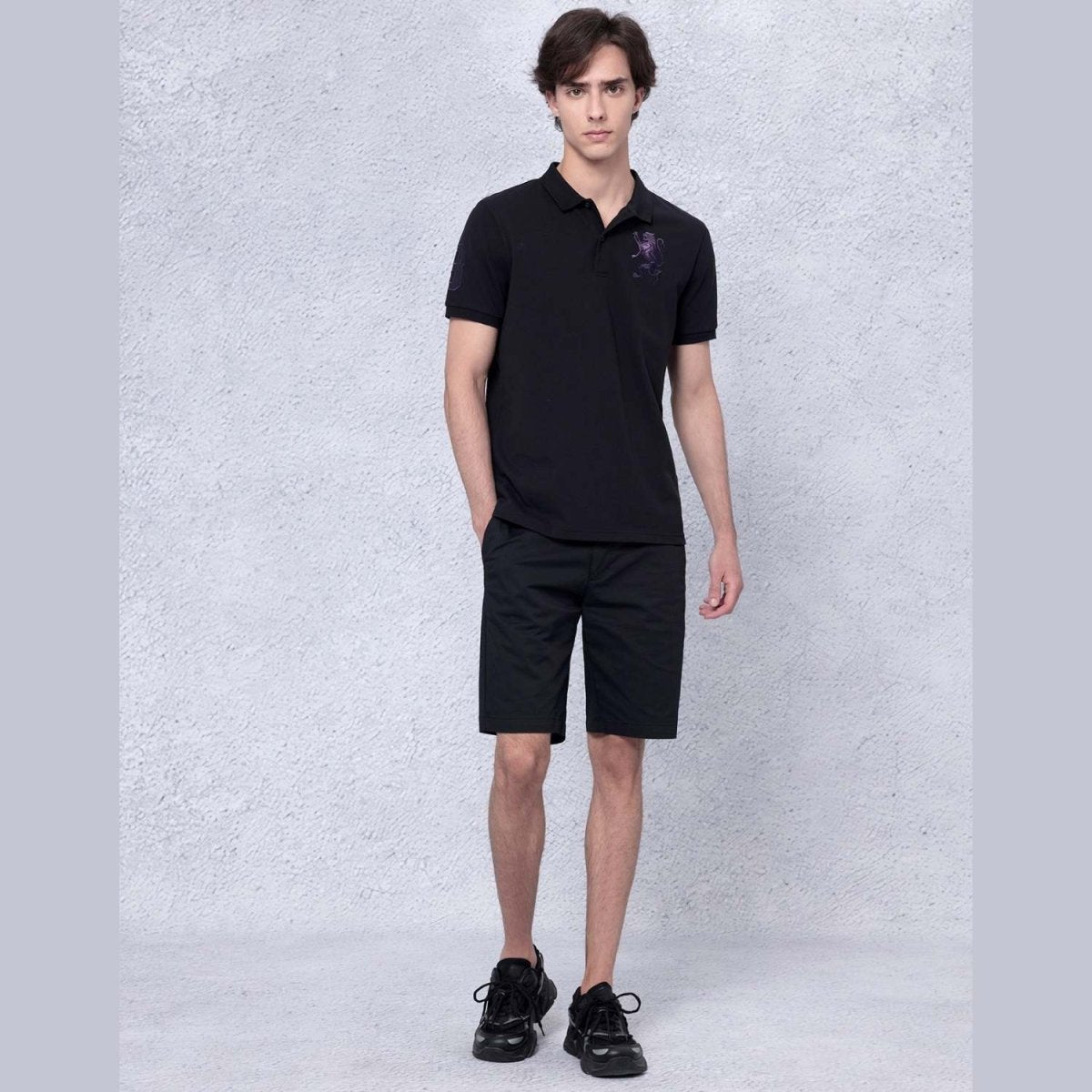 Men's 3D Lion Polo: Slim Fit, Bold Embroidery, Premium Pique - Giordano
