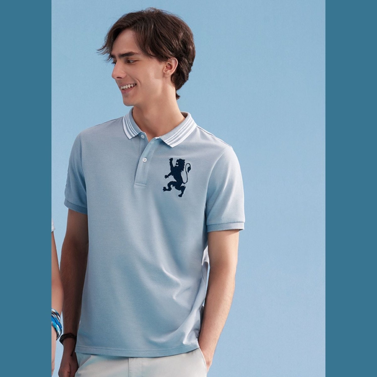 Men's 3D Lion Polo: Slim Fit, Bold Embroidery, Premium Pique - Giordano