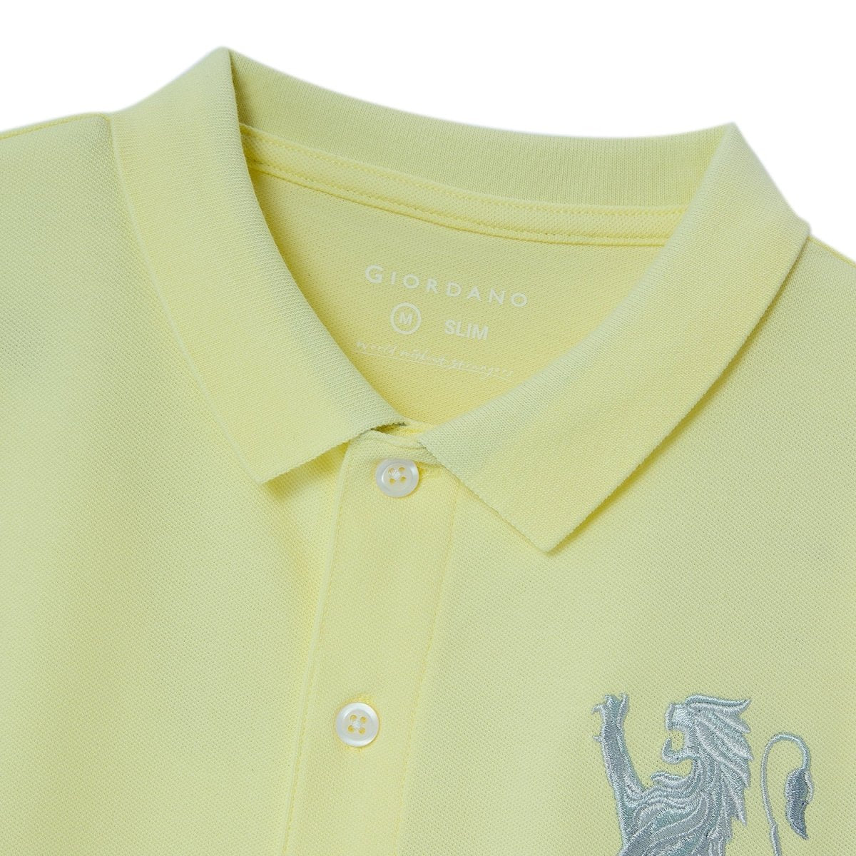 Men's 3D Lion Polo: Slim Fit, Bold Embroidery, Premium Pique - Giordano