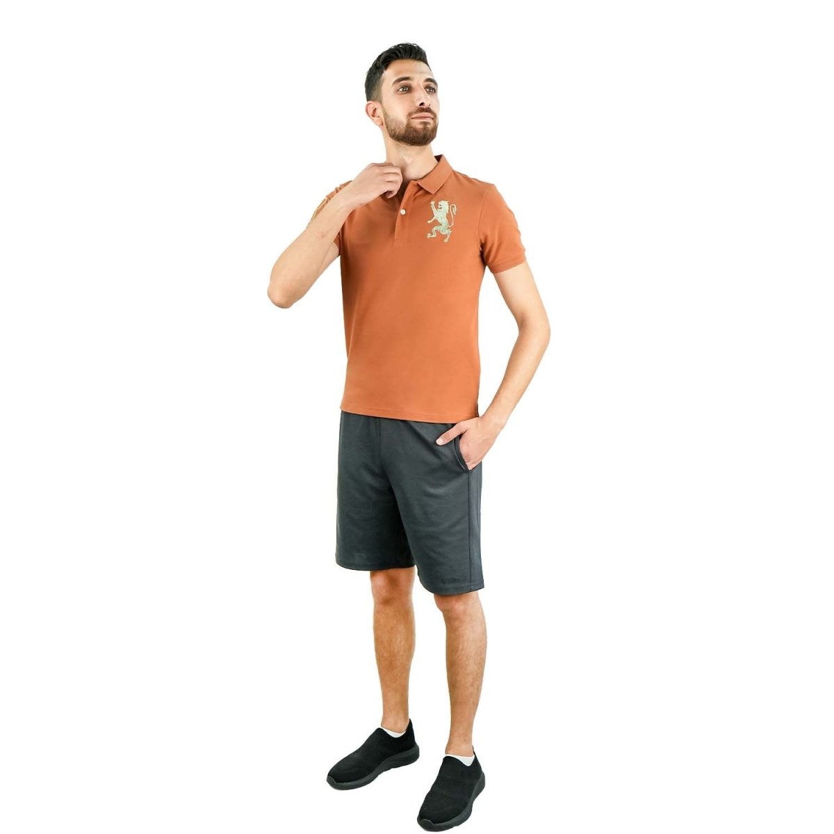 Men's 3D Lion Polo: Slim Fit, Bold Embroidery, Premium Pique - Giordano