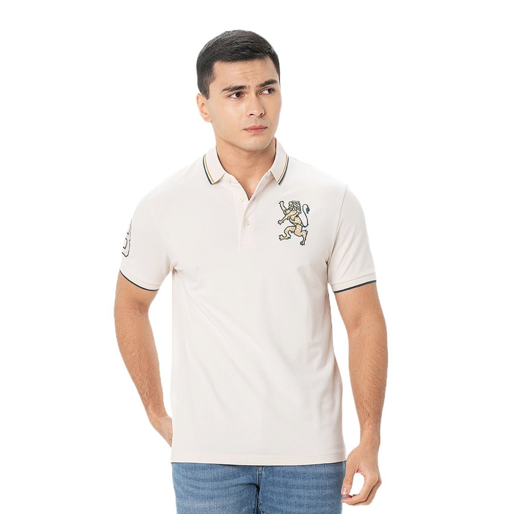 Men's 3D Lion Polo: Slim Fit, Bold Embroidery, Premium Pique - Giordano
