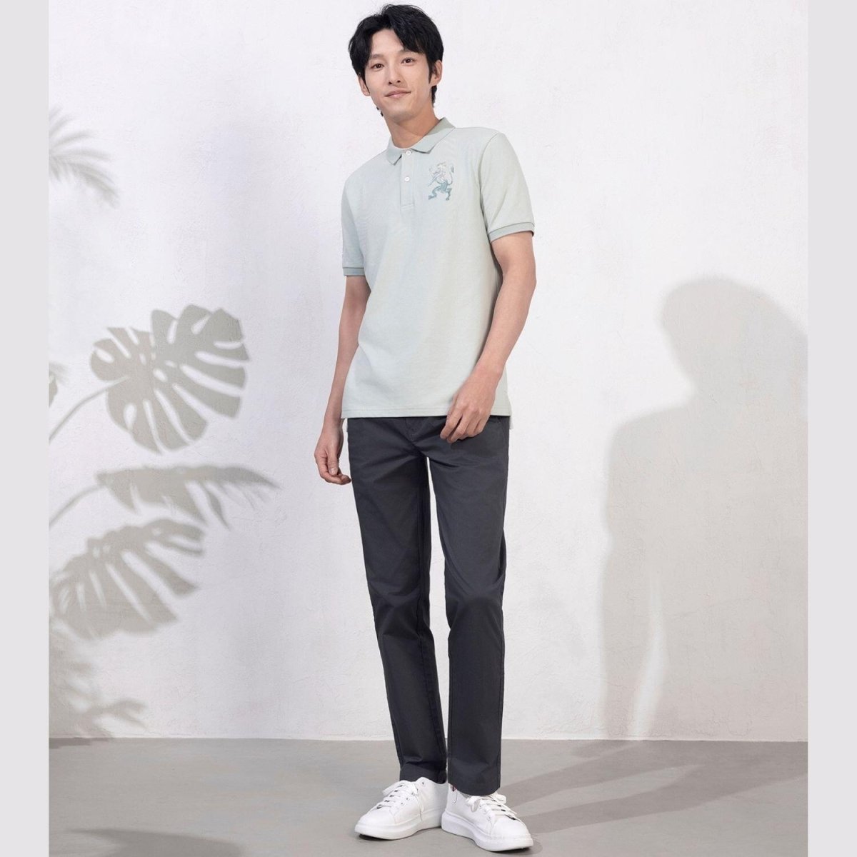 Men's 3D Lion Polo: Slim Fit, Bold Embroidery, Premium Pique - Giordano